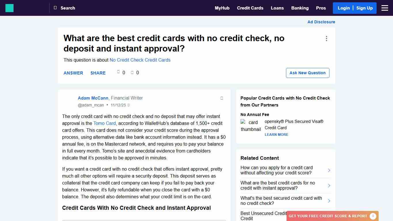 No Credit Check Credit Cards With Instant Approval and No Deposit